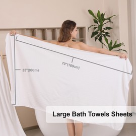 CHINO White Bath Towels Set, 2 Oversized Large Towels/2 Hand Towels/4 Washcloths,600 GSM Towels Bathroom Sets, Quick Dry Towel Super Soft Absorbent Shower Towels Set Hotel Spa Towel (8 Pack)