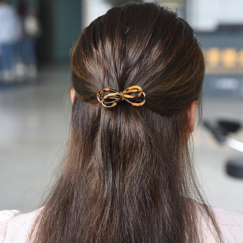 Acrylic Resin Bow Hair Barrettes for Women,Bow Hair Clips for