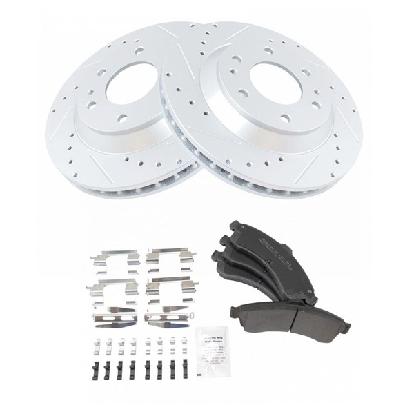 Front Performance Drilled & Slotted Brake Rotor & Posi Metallic