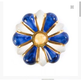 MacKenzie-Childs MacKenzie Childs  One Large Blue  And White  Flower Knob 2.”Ceramic Retired