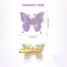 Dizila 36 piezas / 18 pares de 2.0 in/2 pulgadas Y2K pinzas para el pelo de lentejuelas mariposa con purpurina Y2K accesorios para el cabello para beb
