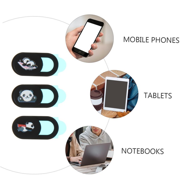 CIYODO 3pcs Panda Pattern Webcam Cover Slide for Privacy Protection