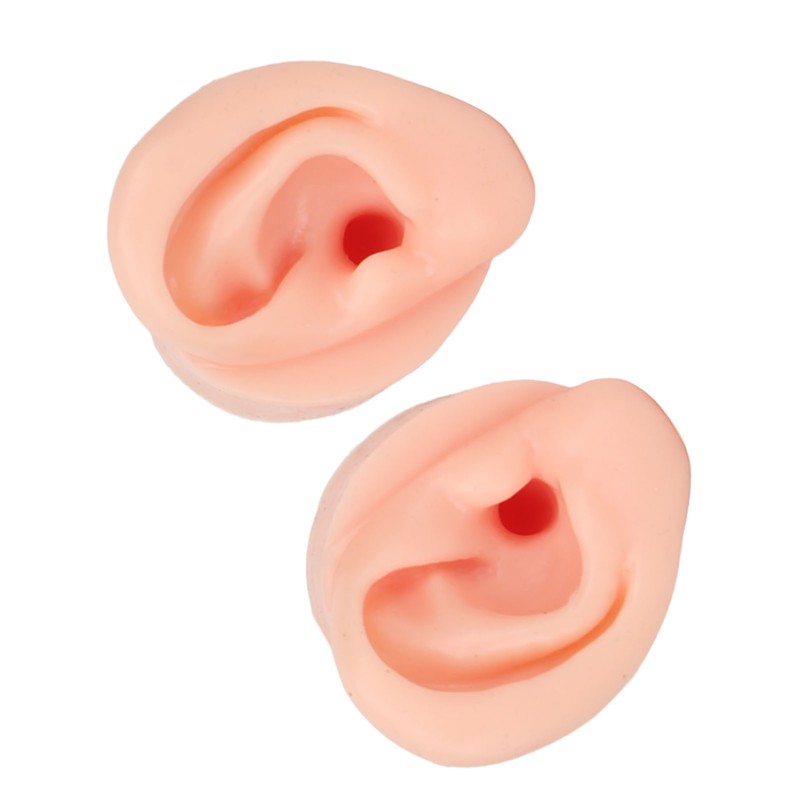 1 Pair Piercing Practice Ear Model Novice Soft Silicone Flexible