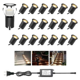 YZGWZLD Recessed LED Deck Lights Kits with Protecting Shell,20Pack Φ1.18 IP67 Waterproof 12V Low Voltage Embedded Step Stair Warm White Outdoor Landscape LED Lighting for Yard,Garden,Floor,Entryways
