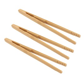 ccHuDE 4 Pcs 7inch Bamboo Tea Tongs Long Toast Tongs Wooden Cooking Tongs Natural Serving Tongs Catering Buffet Tongs Anti Slip Tongs for Bread Fruits Pickles