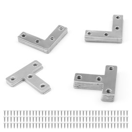 CHSEROK Flat Angle, Pack of 30 Angle Connectors, Stainless Steel, Corner Angle L and T Shaped, Angle Connector with Screws, Suitable for Furniture Repair and Connection (50 x 50 mm)