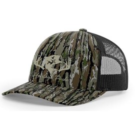 Heritage Pride Deer Hunting Fishing Duck Hunt Mens Embroidered Mesh Back Trucker Hat, Original Camo/Black