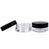 Beauticom 3G/3ML Round Clear Jars with Black Lids for Cosmetics,