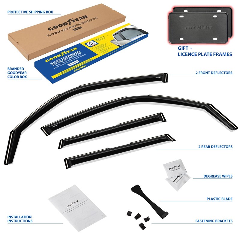 Goodyear Shatterproof in-Channel Window Deflectors for Ford Bronco Sport 2021-2026,