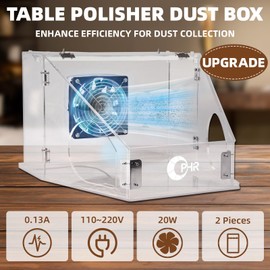 OPHIR Table Polisher with Dust Box for Grinding, Polishing, Cutting, Drilling, Micro Carving Coloring Work - Transparent Acrylic Cover with LED Light, 20W Motor Fan, 2 Dust Collection Bags