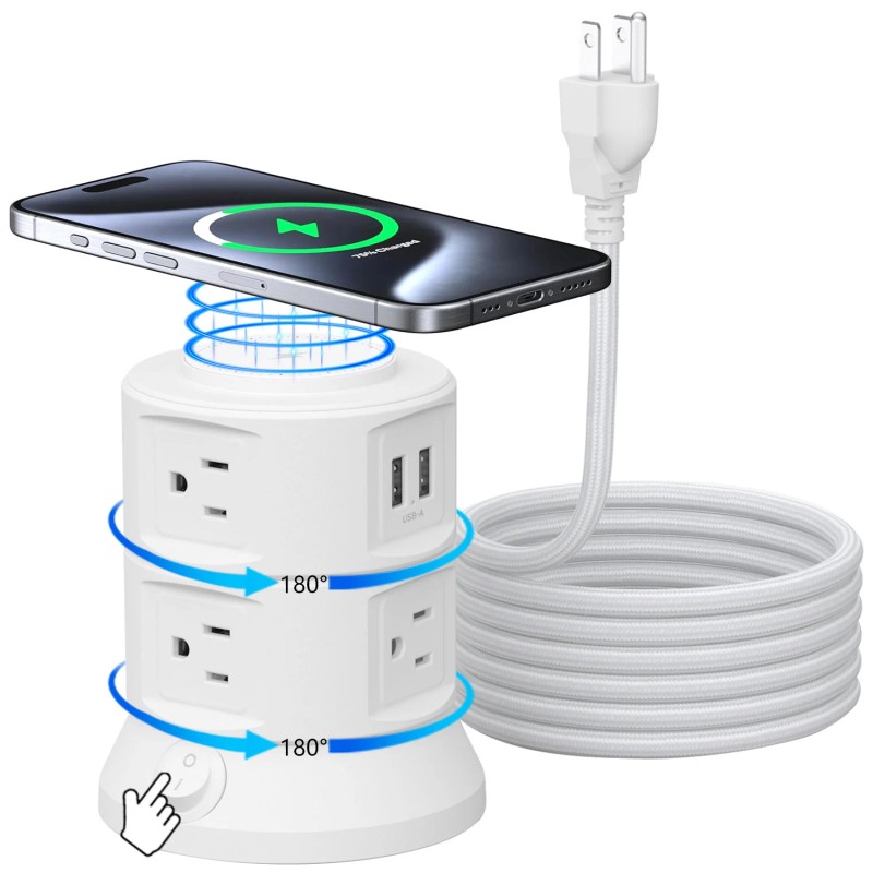 Two Tier Rotating Smart Electric Extension Socket Surge Protector Multi
