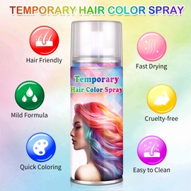 LZXLUKGIR Silver Hair Spray Color Temporary for Kids Women,Natural Temporary Hair Dye with Protective Set for Crazy Hair Day,Quick-drying Hair Dye that Washes out in 1 Wash,120ML (Silver)