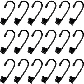 Ferraycle 20 Pieces 1/4 Inch Plastic Coated Bungee Cord Hooks Spiral Bungee Hooks Shock Cord Hook Wire Hooks End for Elastic Rope, Boating, Camping, Auto and Outdoor Uses (No Bungee Cords)