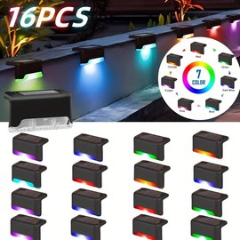 16PCS/32PCS solar LED deck lights - energy-saving, automatic sensor lights, waterproof lights, swimming pool lights, garden lights, energy-saving lights, easy to install, suitable for gardens, courtyards and paths Lamps Lighting - Colour: 16PCS- Gradient