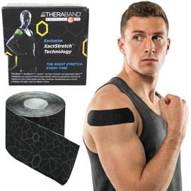 TheraBand – Banda de kinesiología con indicador XactStretch para un Estiramiento y aplicación perfectos, la Mejor en su Clase en adhesión, Resistente al Agua, Rollo de 5,1 cm x 5 m