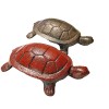 Unbranded Two Turtle Figurines Cast Iron Garden Pond Red and
