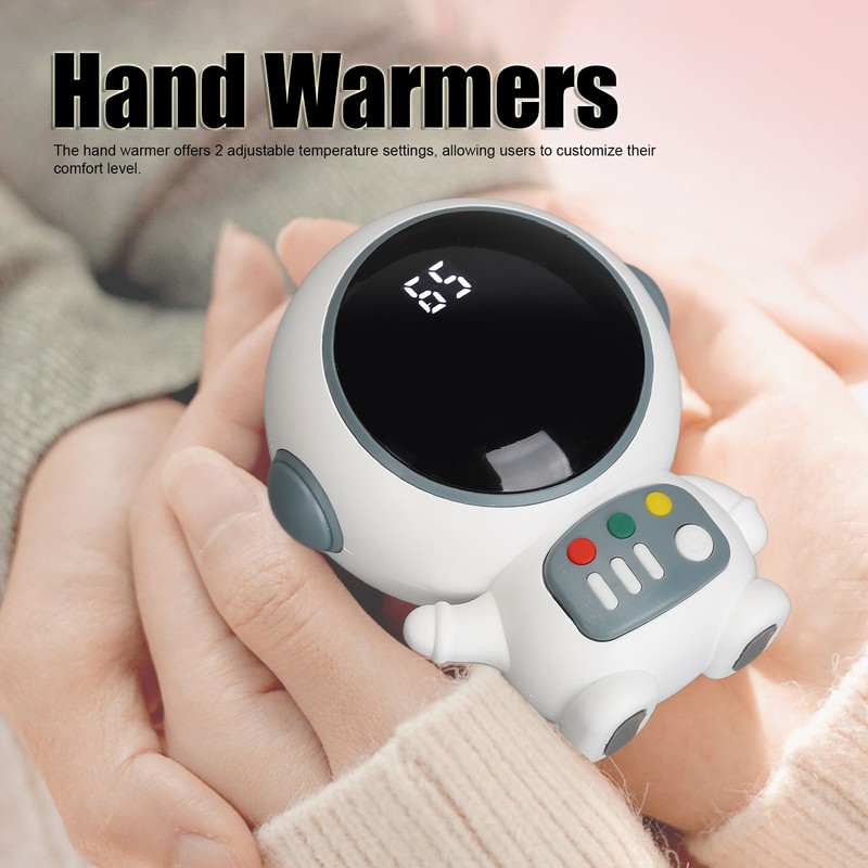 Astronaut Shaped Cute Hand Warmer Digital Display USB Rechargeable 2