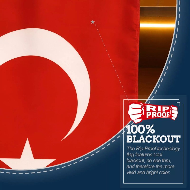 Anley Rip-Proof Double Sided 3-Ply Turkey Flag 3x5 Foot Turkish