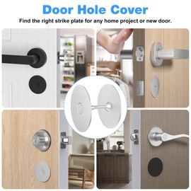 Steel Door Hole Cover Plate,2-5/8" Diameter Round Deadbolt Cover Plate,Door Knob Hole Cover Plate,Door Lock Hole Filler Plate-(Stainless Steel) (2 Pack)