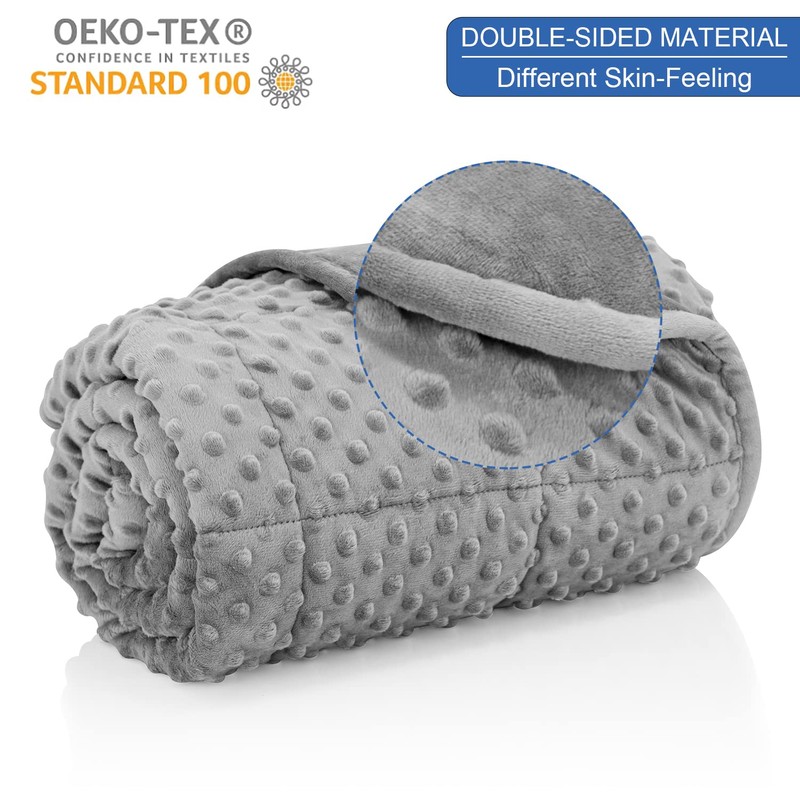 Kids Weighted Blanket Twin 7lbs (41"×60",Gray) Breathable Soft Minky Weighted