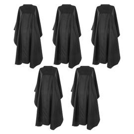 5 Pcs Barber Cape 59" X 47" Professional Black Hair Cutting Cape With Adjustable Snap Closure Waterproof Large haircut Salon Capes For Clients Hairstylist Coloring And Styling