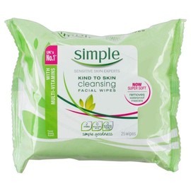 Simple Sensitive Skin Makeup Removing Cleansing Wipes No Harsh Chemicals, 25 Count (Pack of 3)