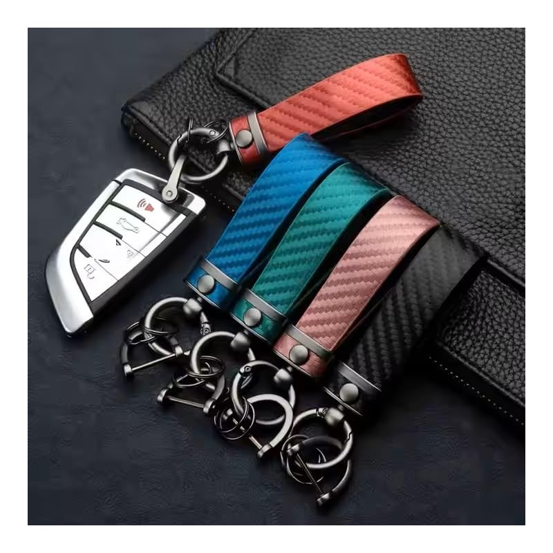 Amily, 5 Types, Carbon Style, Premium PU Leather Key Chain,