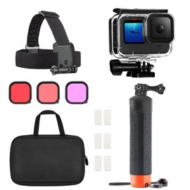 MYAKON Waterproof Case for Go Pro Hero 13 12 11 10 9 Black, 60M/196FT Protective Underwater Diving Housing Shell w/Floating Handle Head Strap Mount Storage Case for GoPro 13 12 11 10 9 Accessories