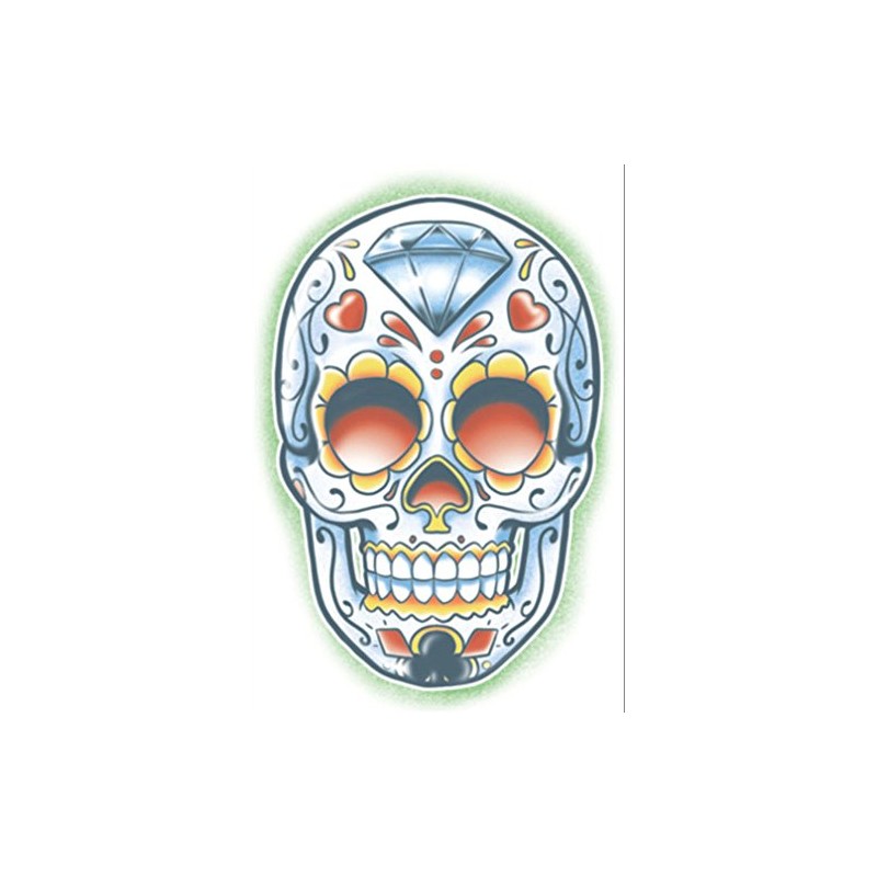 Day of the Dead El Jugador Sugar Skull Temporary Tattoo