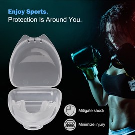 MoKo Sport Mundschutz mit Belüfteter Hülle, 2 Stück Trägerlos Zahnschutz für Jugendliche Erwachsene, BPA-Frei Boxen Mundschutz für Taekwondo Wrestling Baseball, M Größe, Durchsichtig