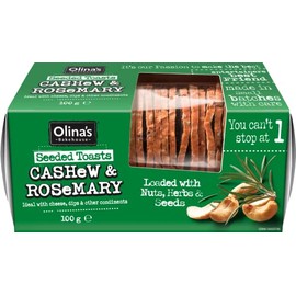 OLINA'S BAKEHOUSE Seeded Toasts - Cashew & Rosemary 100g - 6 Pack