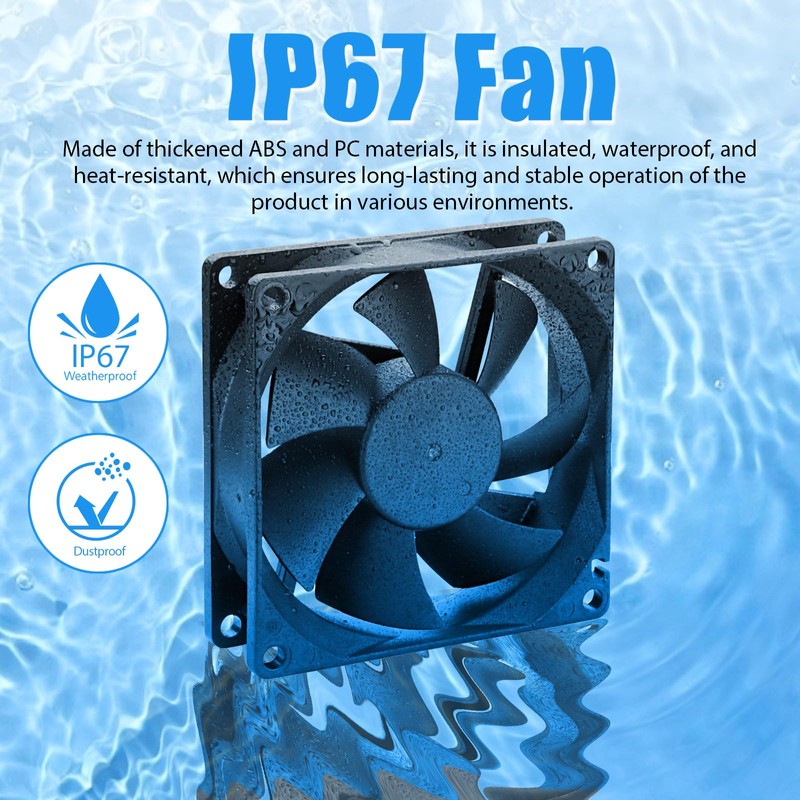 WDERAIR 80mm x 25mm 12V IP67 Waterproof DC Cooling Fan