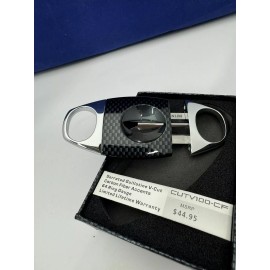 Lotus Jaws V-Cut Cigar Cutter CUTV105 - Chrome and Carbon Fiber - New