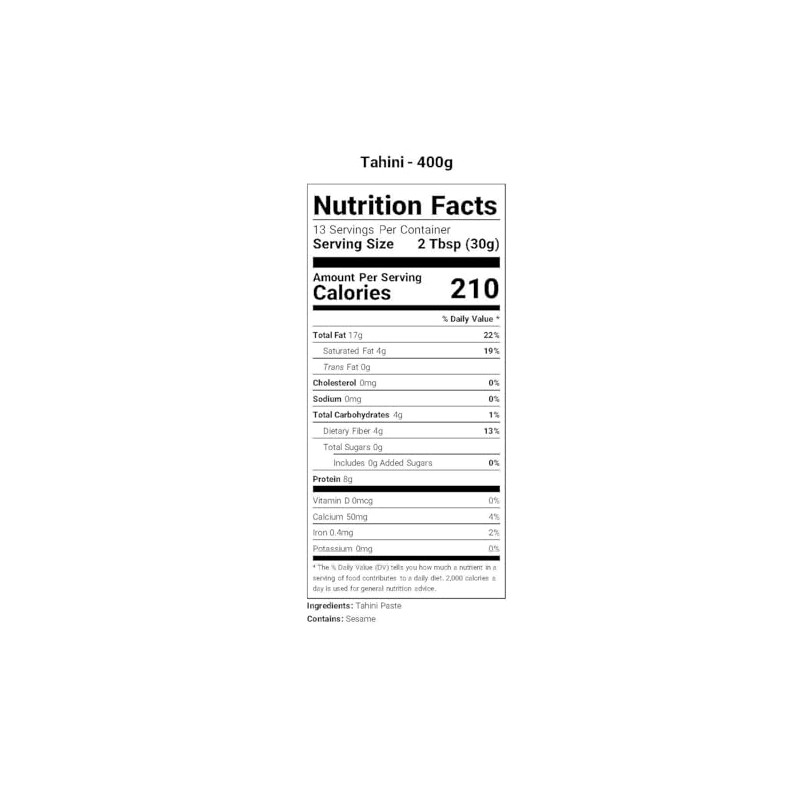 AgriVerdi Organic Tahini, 100% Ground Sesame Paste, 400 grams (2