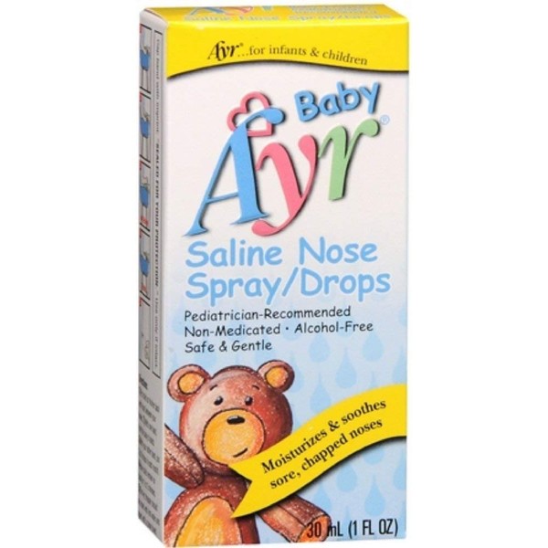 Special pack of 5 B F Ascher Unknown Ayr Baby's Saline Nose Spray, Drops 1 fl oz (30 ml)