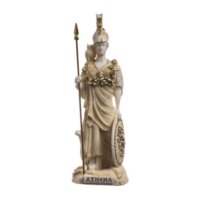 BeautifulGreekStatues Athena With Owl Medusa Holding Shield Greek Goddess Alabaster