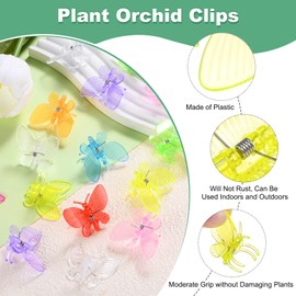 M METERXITY 100-Pack Orchid Clips, Plastic Garden Plant Clips, Dragonfly Orchid Clips, Garden Plant Support Clip for Supporting Stems/Vines Grow Upright [Yellow]