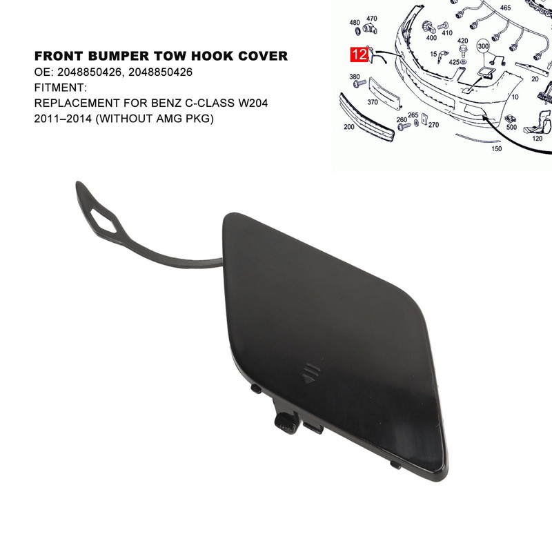 Front Right Bumper Towing Hook Towing Eye Cover A2048850426 Replacement