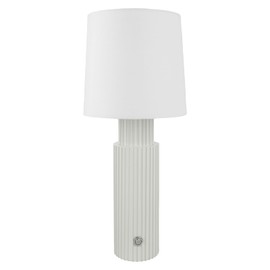 Folux Cordless Modern Resin Table lamp, Fluted Column Base, 5200-mAh Rechargeable Battery, 3-Level Brightness, Build-in Integrated LED 320 Lumen Max, for Bedside Desk Nightstand Light