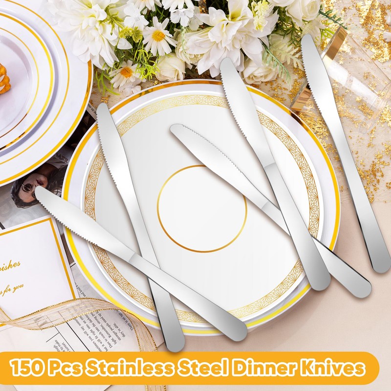 150 Pcs Dinner Knives Butter Knife Bulk 8.3 Inches Stainless