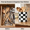 SWIND Checkered Ceramic Kitchen Utensil Holder Cooking Utensil Crock