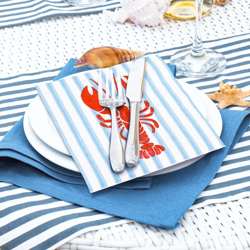 FYSUIMU 50 Pcs Crawfish Paper Napkin Summer Crayfish Stripe Disposable