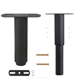 BUZIFU Bed Adjustable Legs Furniture Support Feet Black Metal Bed Support Legs Heavy Duty Slat Support Leg Suitable for Cabinet Sofa Bed Frame Replacement Parts 1Pcs (7inch - 13inch)