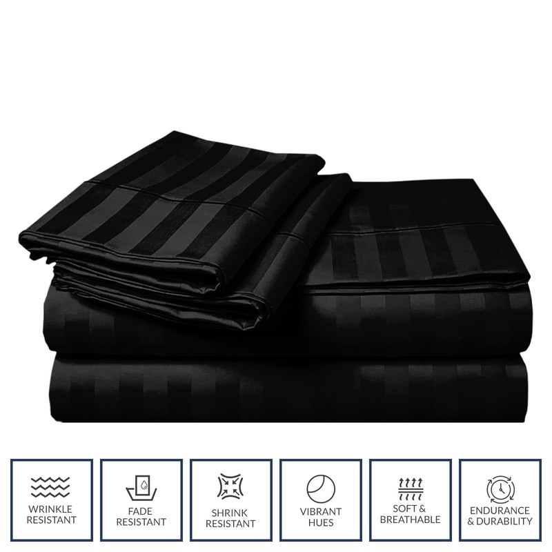Pamposh Satin Stripe Double Duvet Set - Premium Hotel Quality