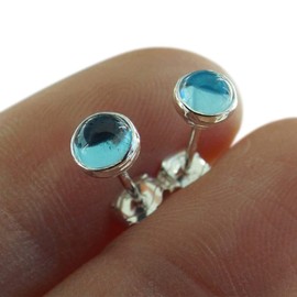 Topaz Gemstone Earrings, Earrings, Sterling Earrings, Post Earrings, Blue Post Earrings, Small Earrings, Minimalist Earrings, Post Earrings