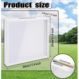 AVXINSOK White Travel Adventure Archive Shadow Box 11.4 x 11.4 Inch Top Loading Shadow Box Frame with Slot Memory Box for Keepsakes Travel Ticket Stub Picture Display Case Box