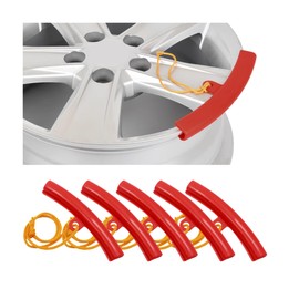 Alieemo 5PCS Car Tire Changing Rim Protector, 15cm Wheel Changing Rim Savers, Fixing Tire Rim Protective Cover for Wheel Scratch Prevention Tool, Car Accessories for Motorcycle SUV (Red)