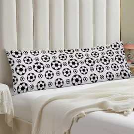 Soccer Theme Body Pillow Cover Sports Soccer Ball Black and White Throw Pillow Covers Sport Football Long Pillow Case Protector with Zipper Decorative Soft Rectangle Bed Pillowcases for Couch,20"x54"