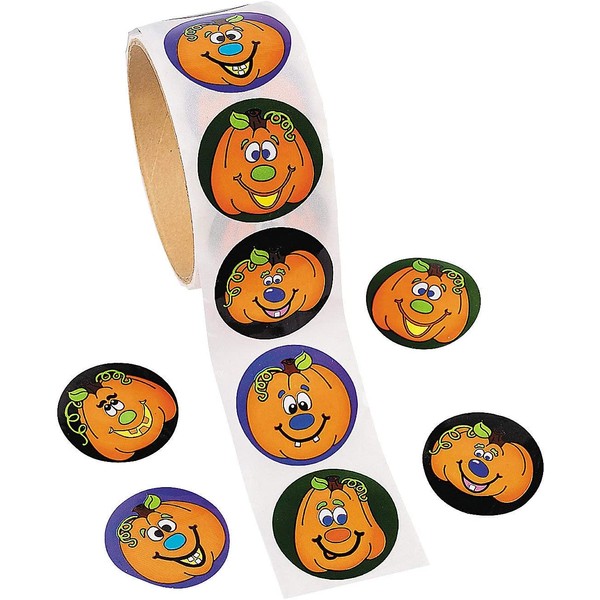Fun Express - Jack-O-Lantern Roll StickerS-100 ct for Halloween - Stationery - Stickers - Stickers - Roll - Halloween - 100 Pieces