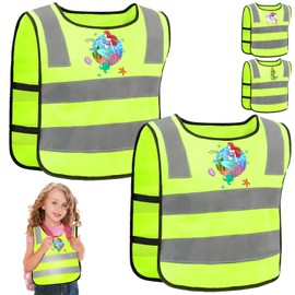 YOUYIKE Pack of 2 Children's Safety Vest, Mermaid Reflective Safety Vest, 360 Degree Highly Visible, Reflective Vest, Children from 3-12 Years, for Going to School, Cycling